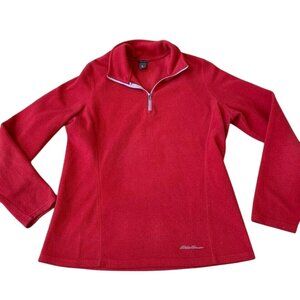 Eddie Bauer 1/4 Zip Fleece Pullover Womens Size Small Red Casual Outdoors Hiking